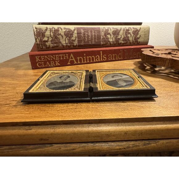 Antique Double Daguerreotype Photograph Man & Woman Ninth Plate Victorian Moody - Picture 6 of 16